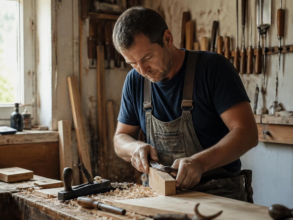 Schreiner bei der Arbeit in der Werkstatt